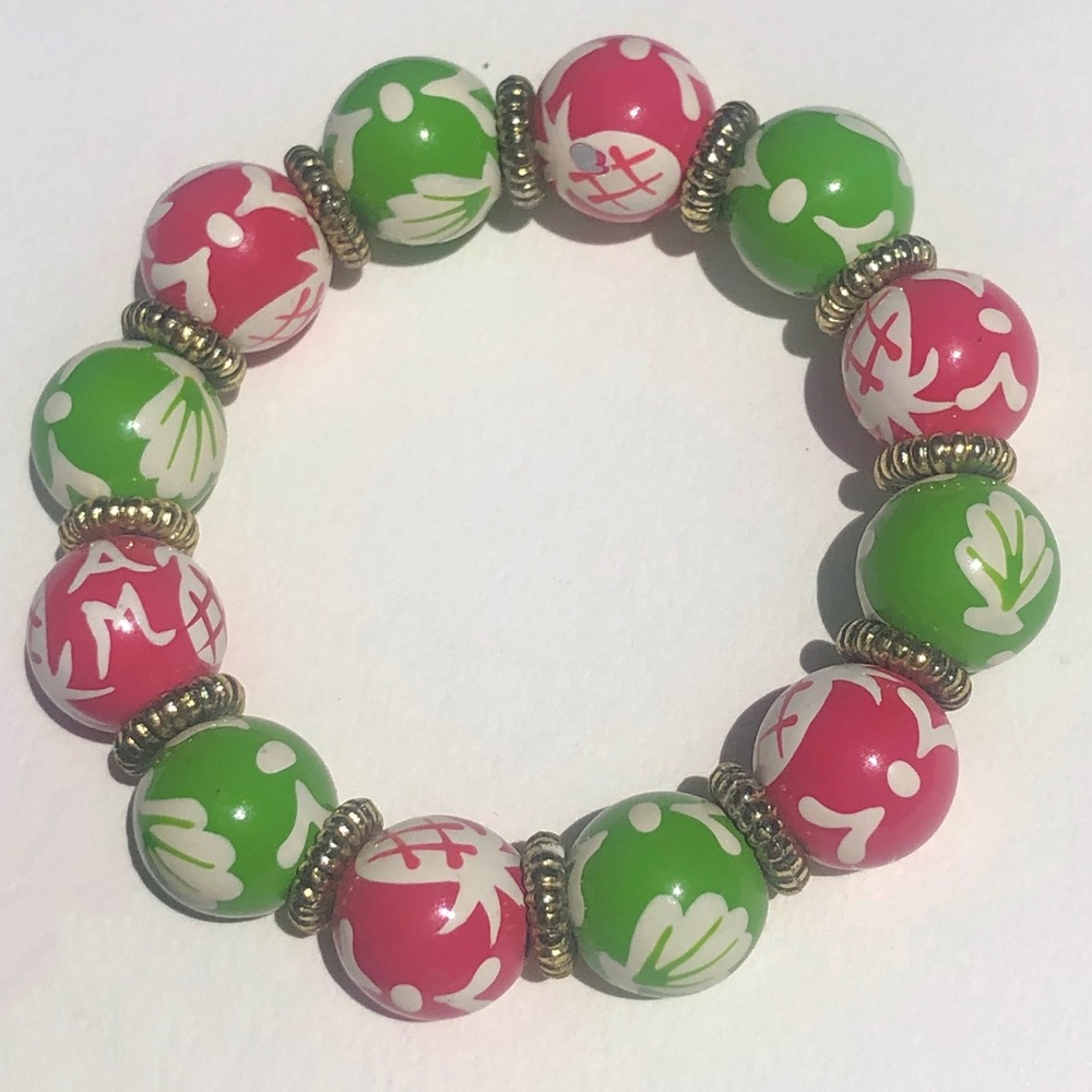 Angela Moore Newport Preppy Pink & Green Bracelet